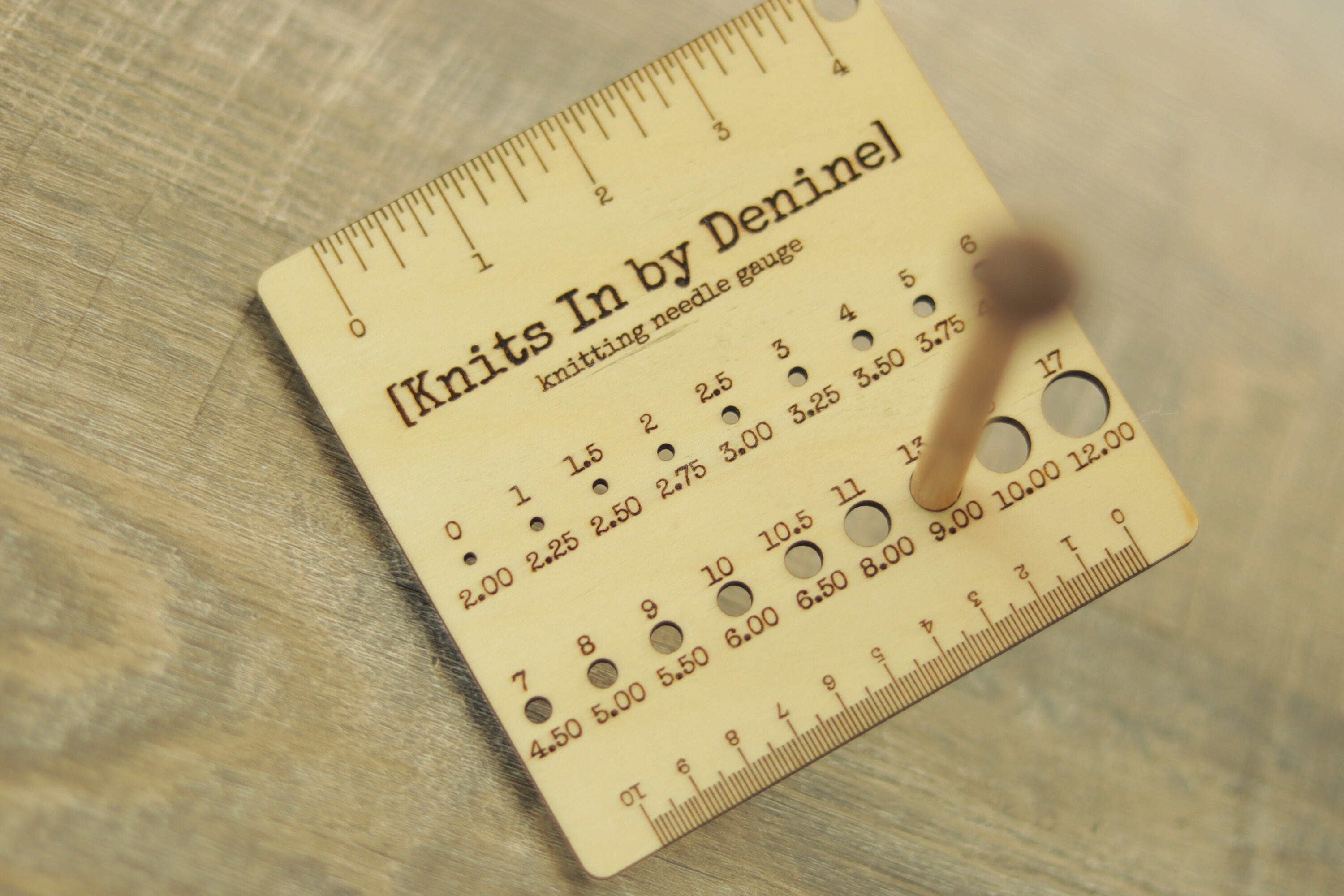 Wooden Knitting Needle and Gauge Swatch Tool