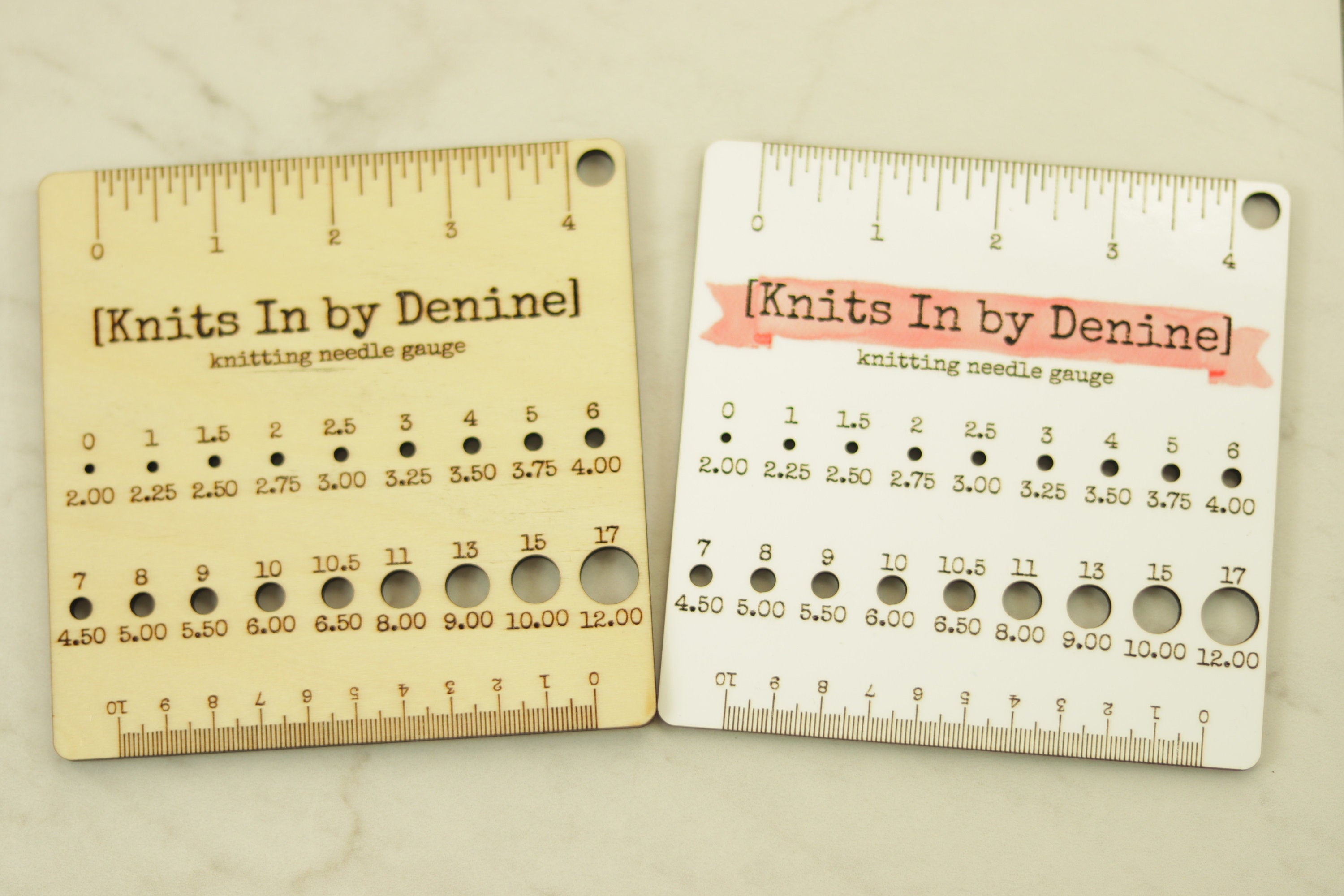 Wooden Knitting Needle and Gauge Swatch Tool