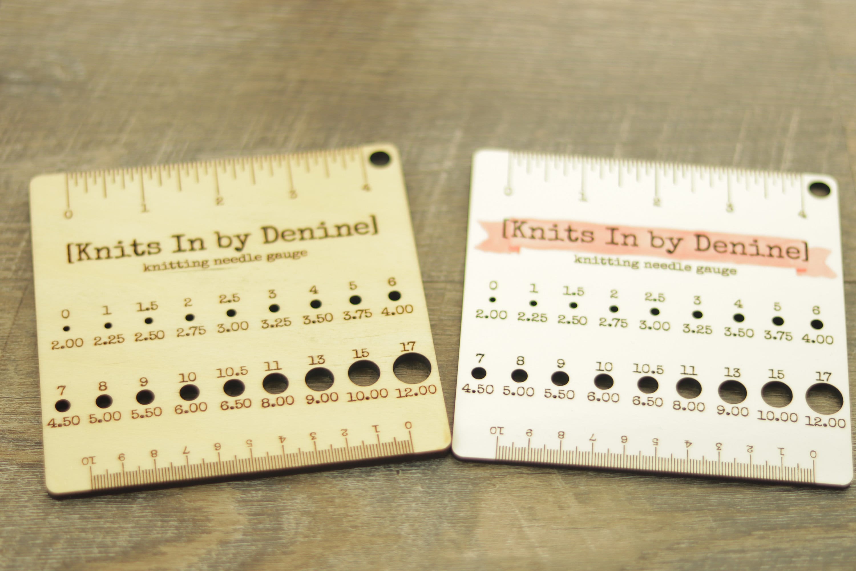 Wooden Knitting Needle and Gauge Swatch Tool