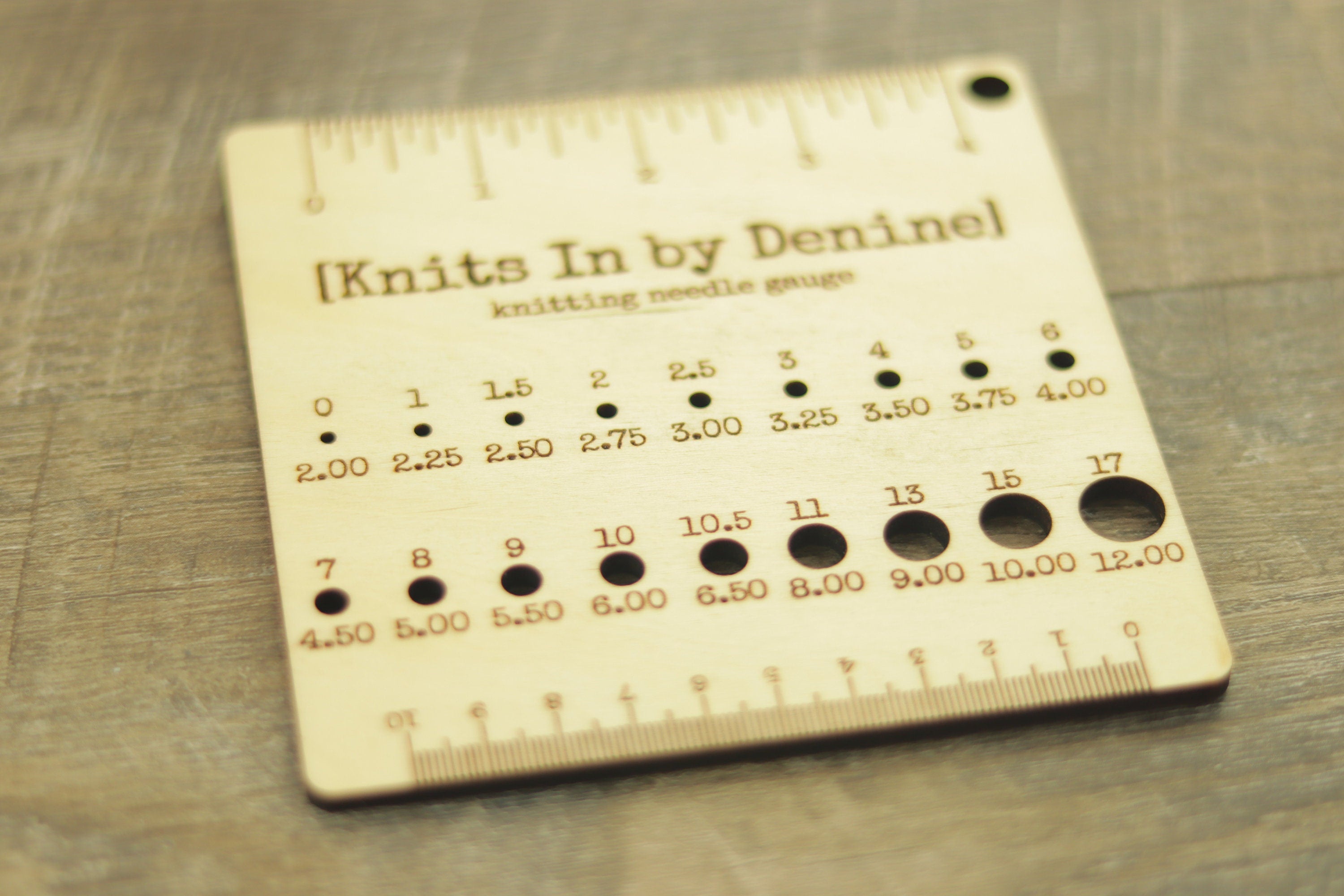 Wooden Knitting Needle and Gauge Swatch Tool