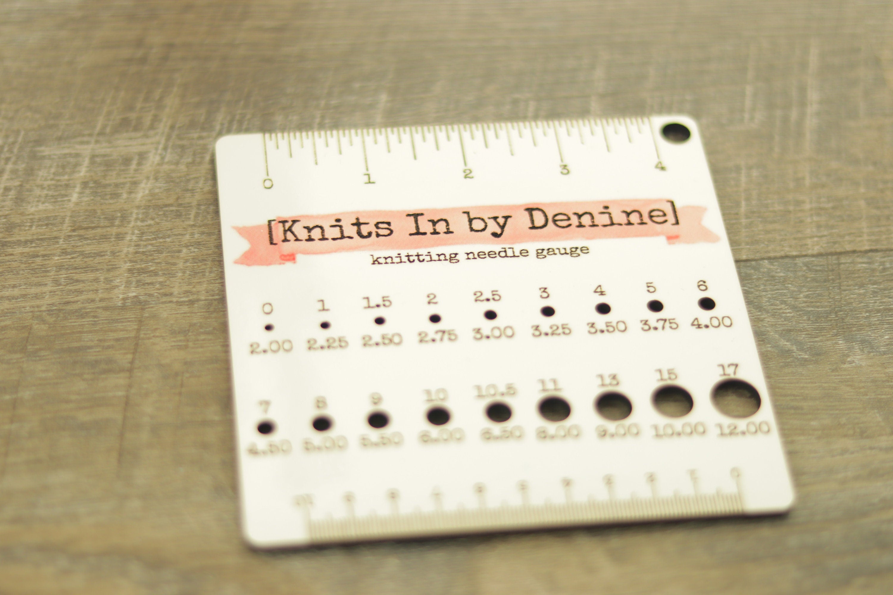 Wooden Knitting Needle and Gauge Swatch Tool