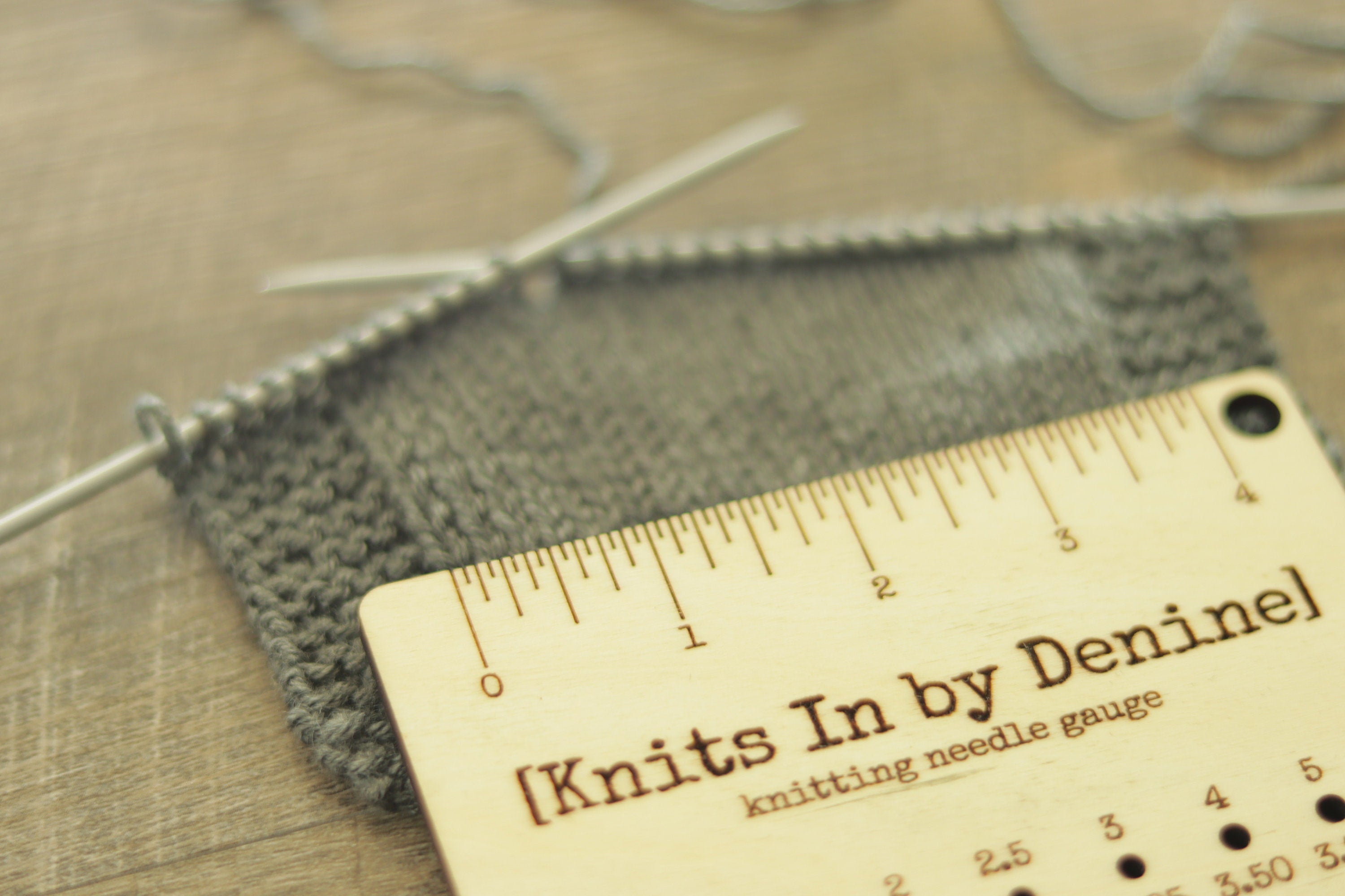 Wooden Knitting Needle and Gauge Swatch Tool