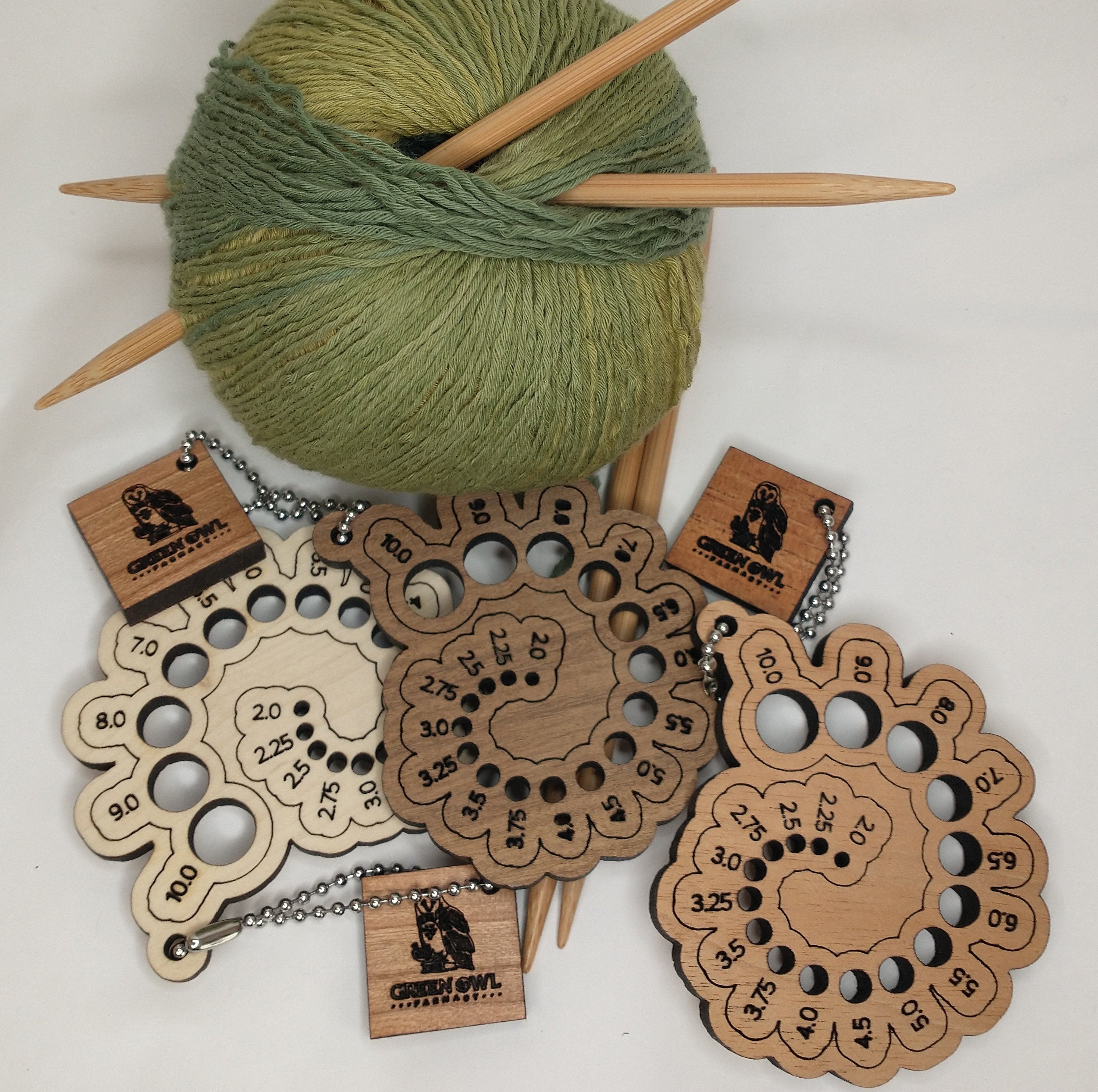 Spiral-shaped Solid Wood Knitting Needle Gauge