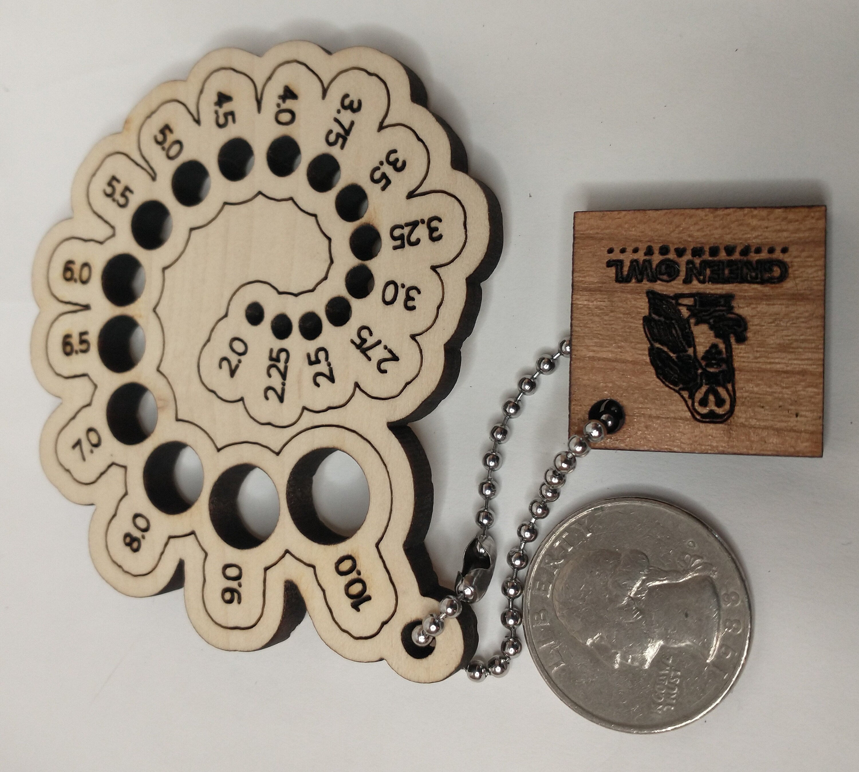 Spiral-shaped Solid Wood Knitting Needle Gauge