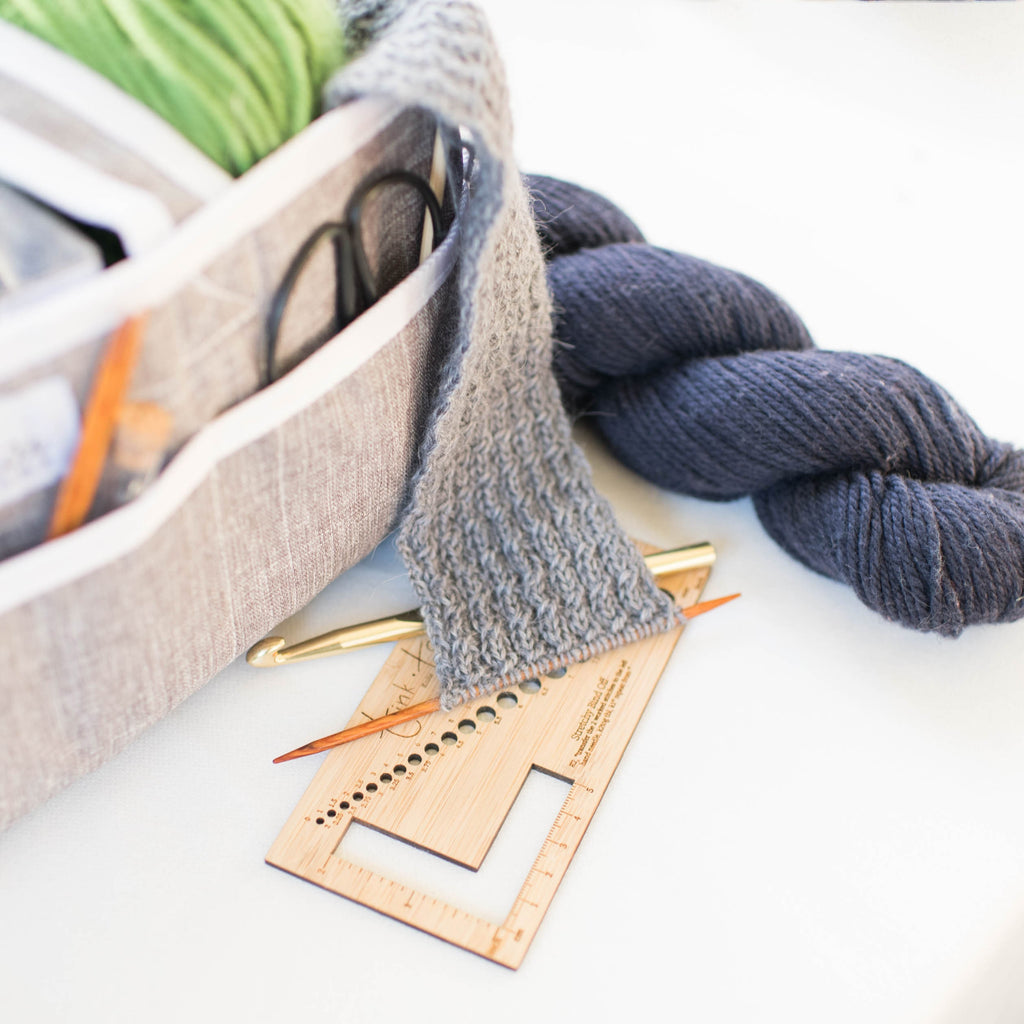 Multipurpose Knitting Needle Gauge and Swatch Ruler