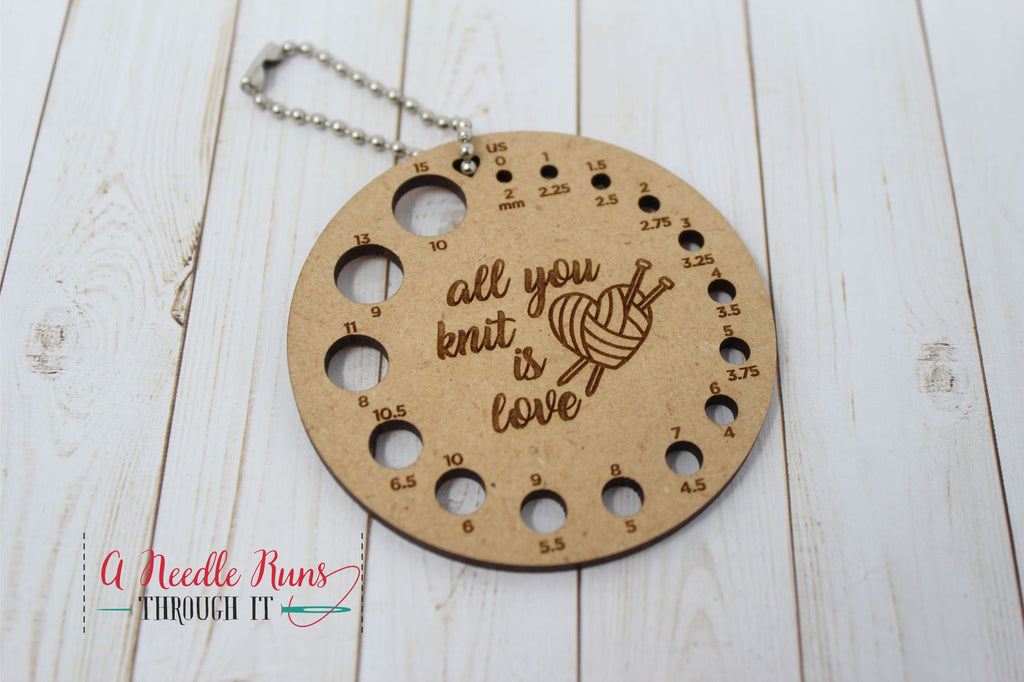Round Knitting needle measuring gauge