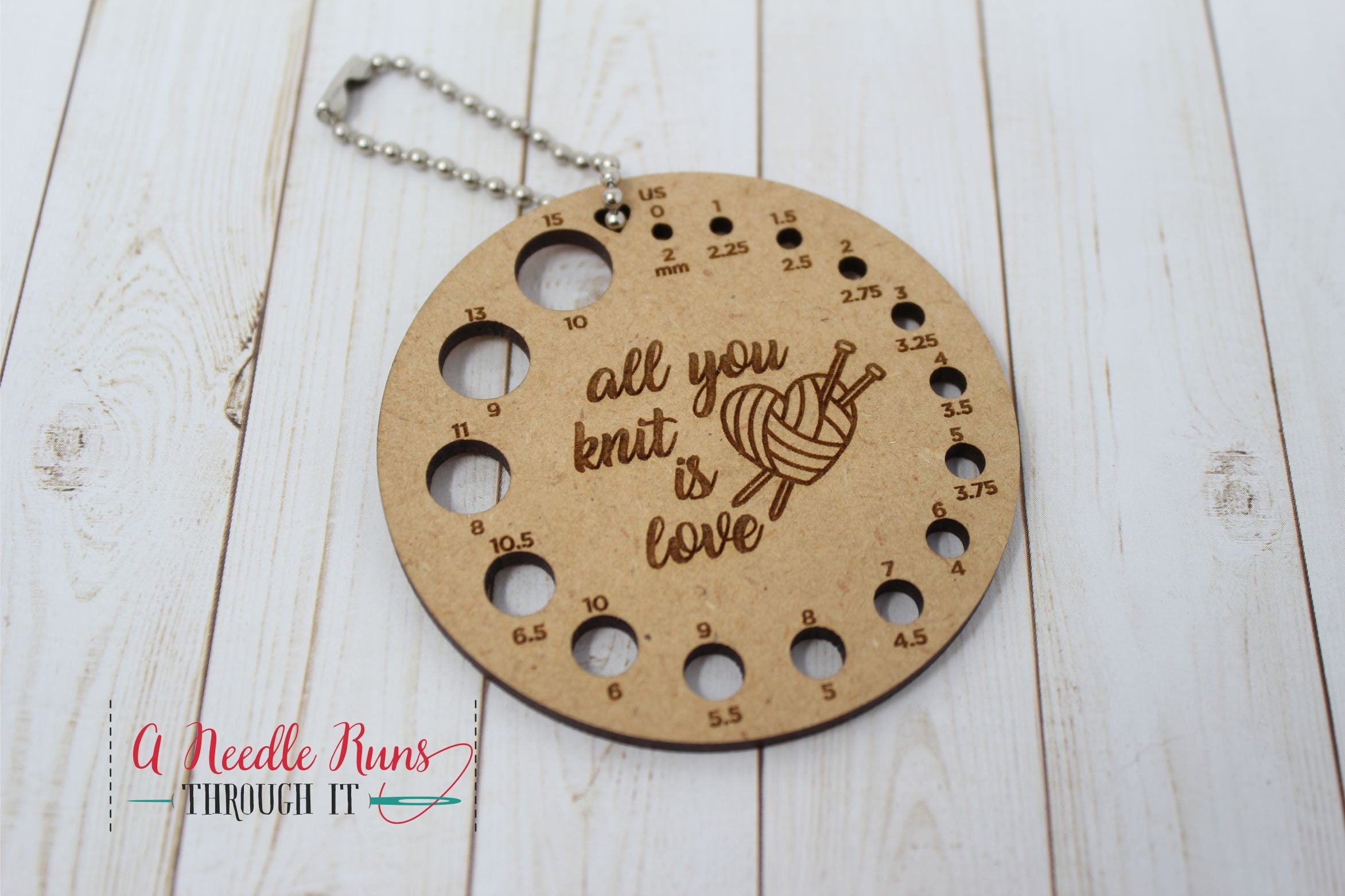 Round Knitting needle measuring gauge