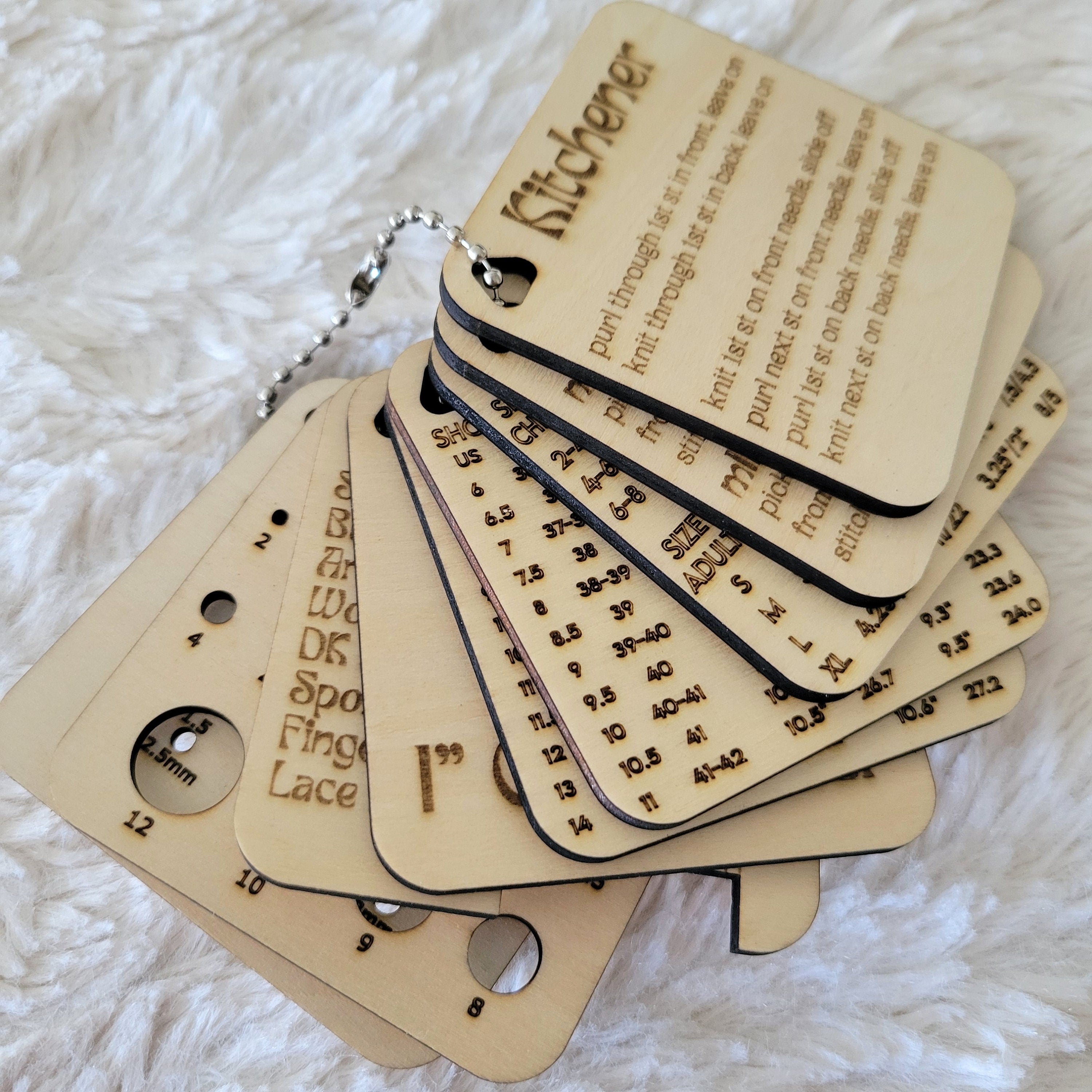 Keychain Knitting Tools for measuring gauge