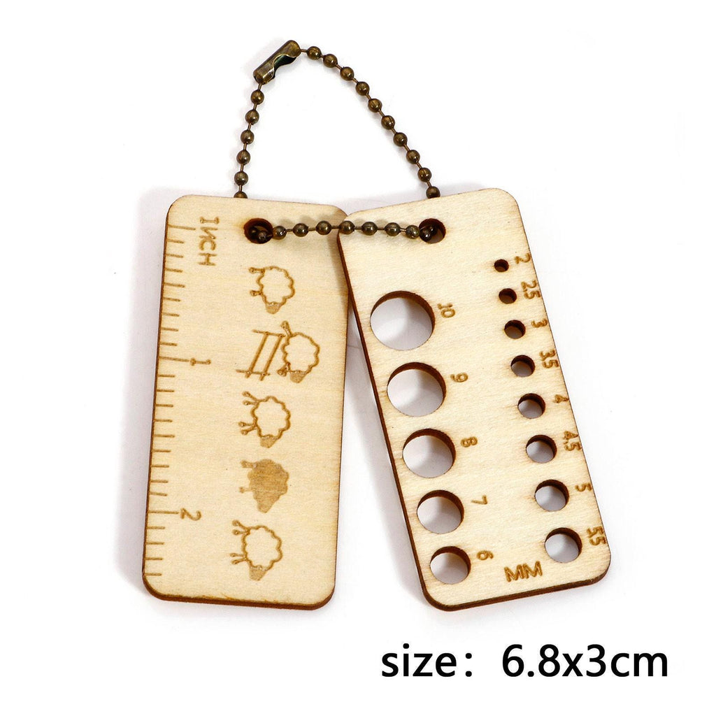 Knitting Needle Gauge - Natural Wood Ruler
