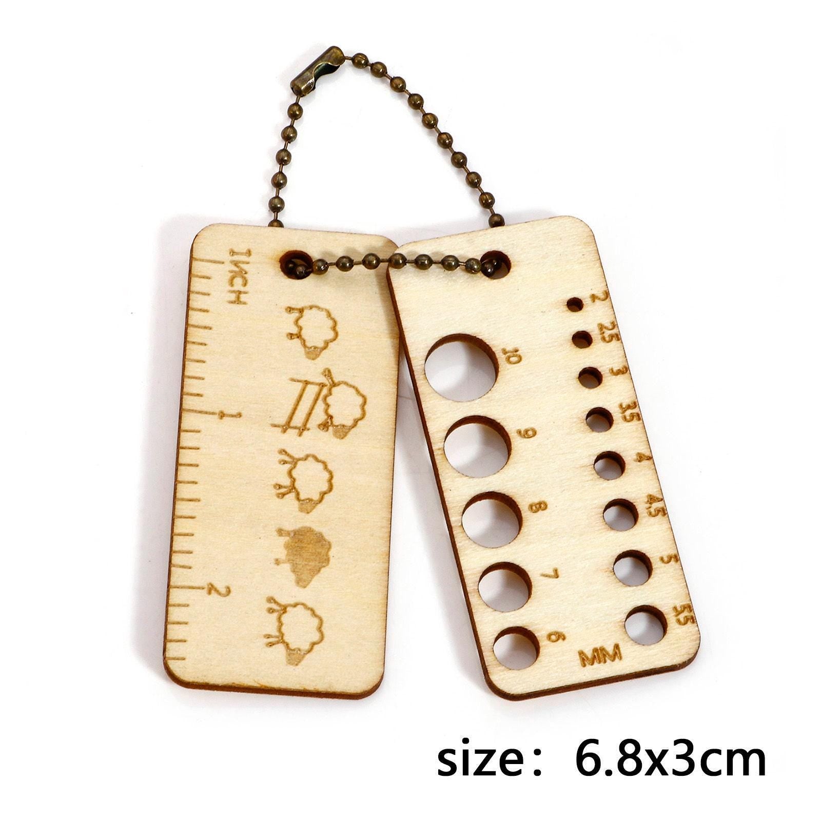 Knitting Needle Gauge - Natural Wood Ruler