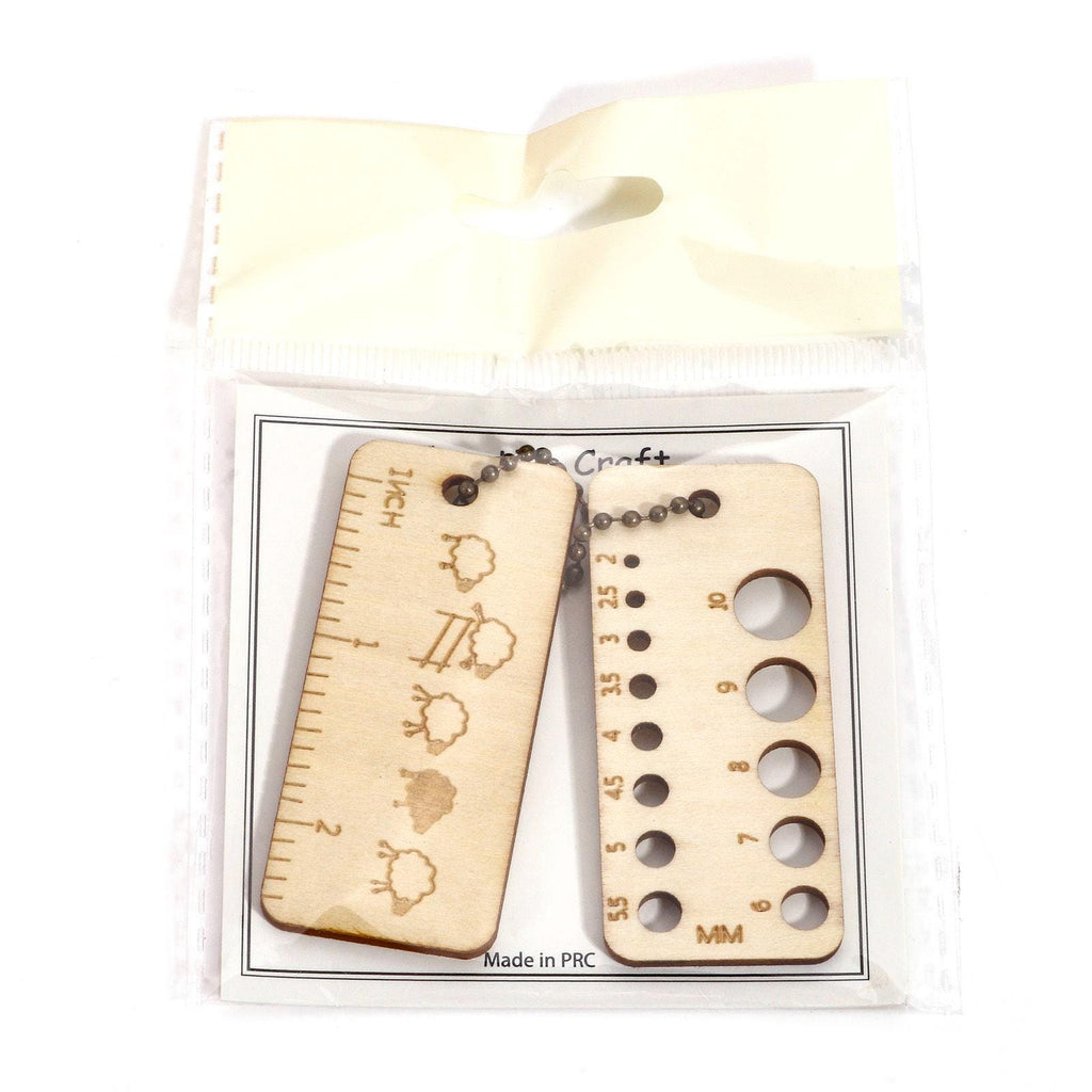 Knitting Needle Gauge - Natural Wood Ruler