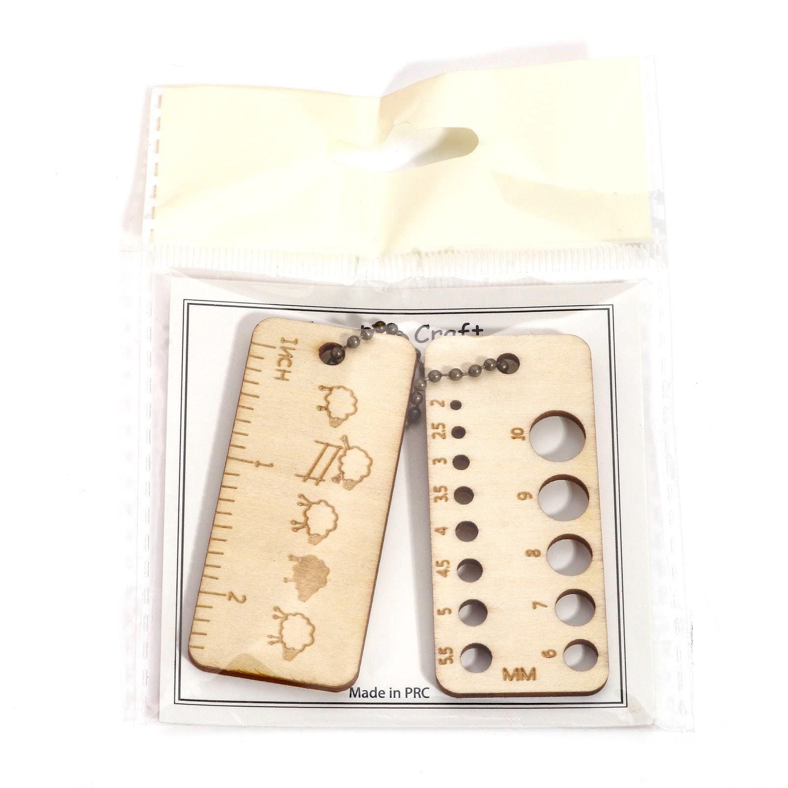 Knitting Needle Gauge - Natural Wood Ruler