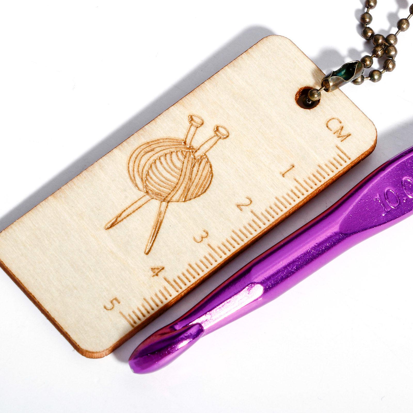 Knitting Needle Gauge - Natural Wood Ruler