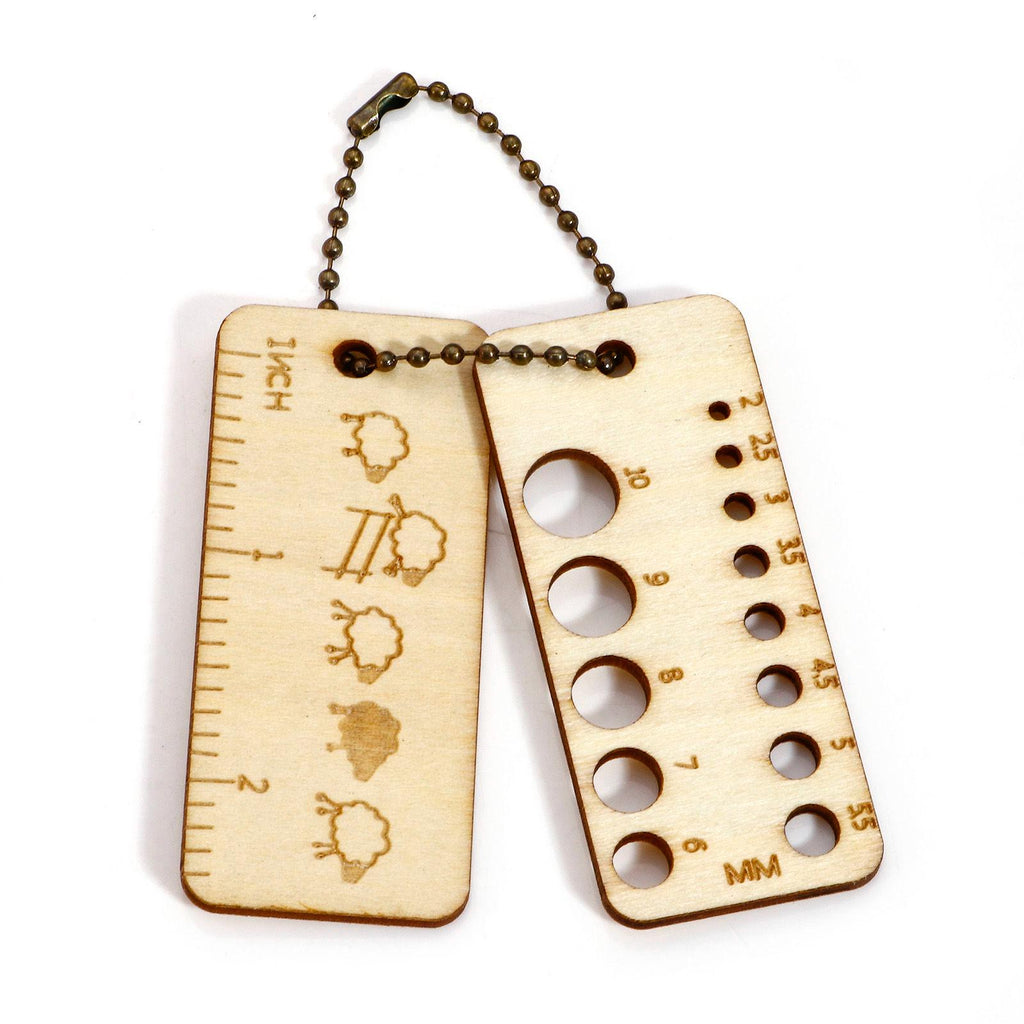 Knitting Needle Gauge - Natural Wood Ruler