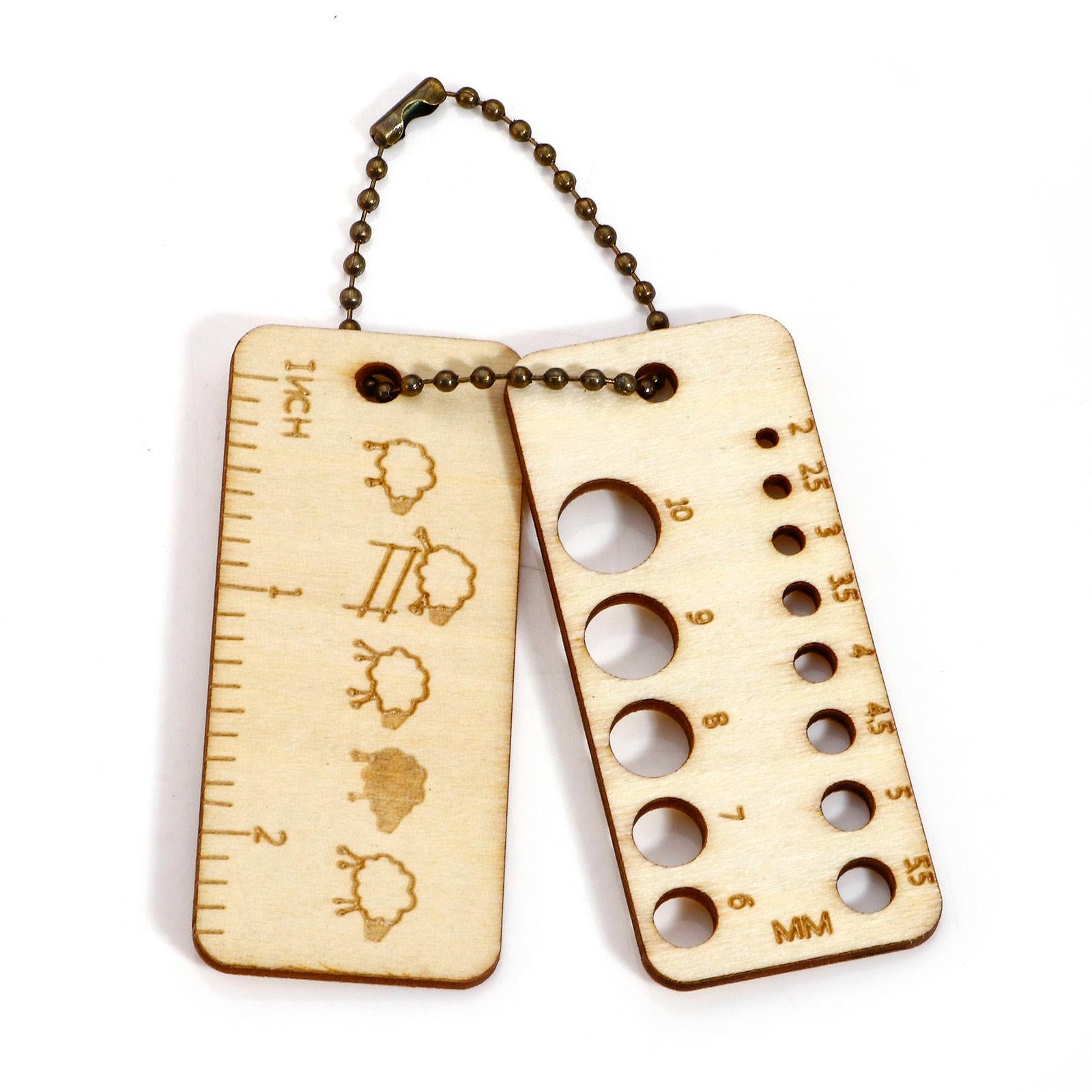 Knitting Needle Gauge - Natural Wood Ruler